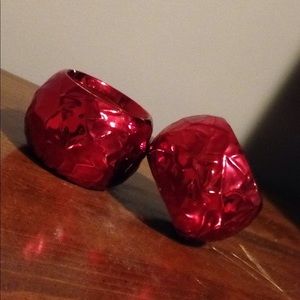 Red Candle holders, small plant pot